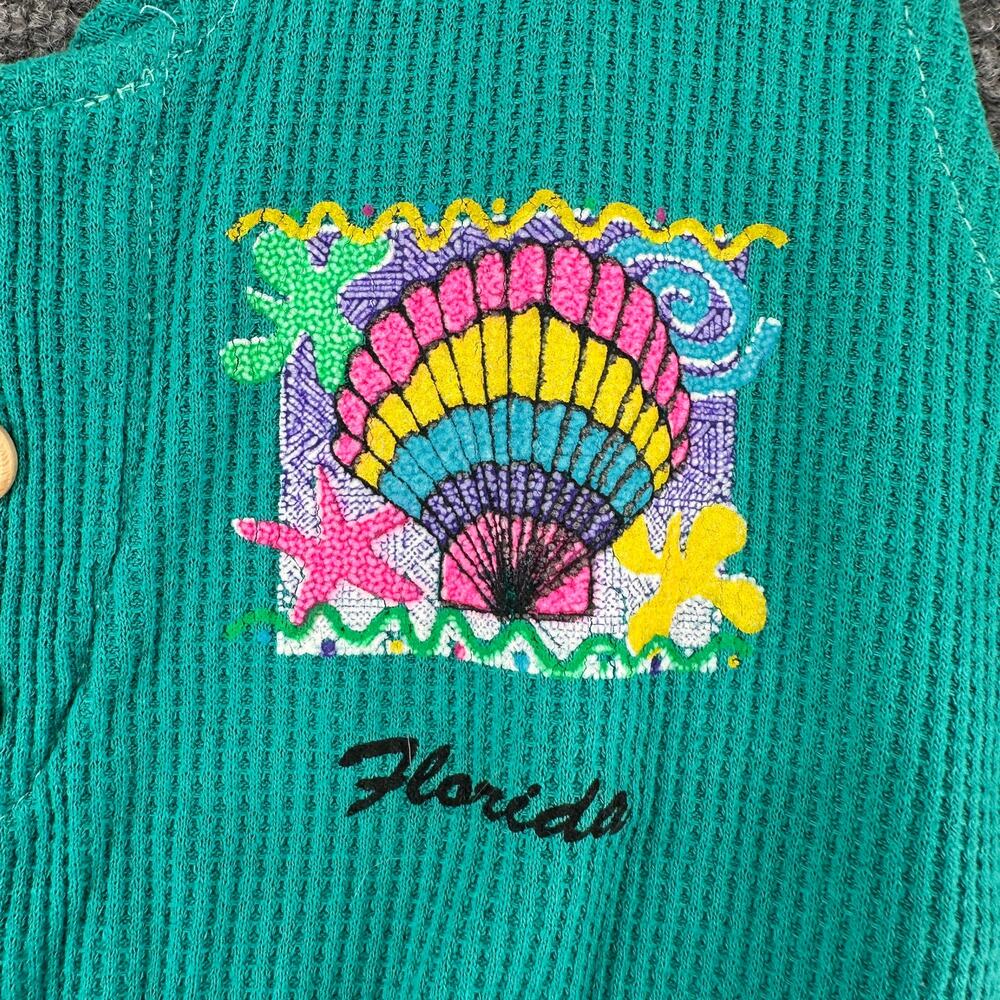 Vintage Florida Souvenir Teal Knit Romper Gator Creek Made in the USA Medium - Picture 5 of 8